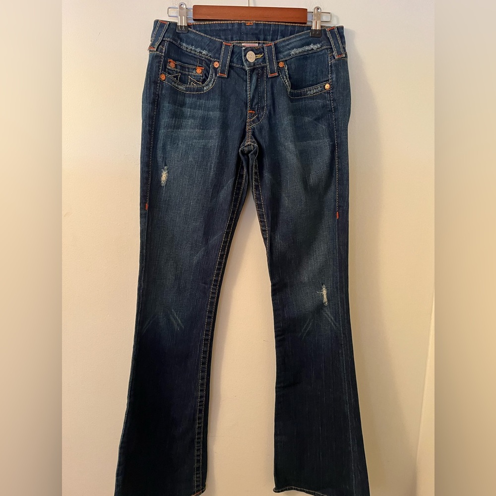 True Religion Bobby Style Flare Distressed Jeans Size 29